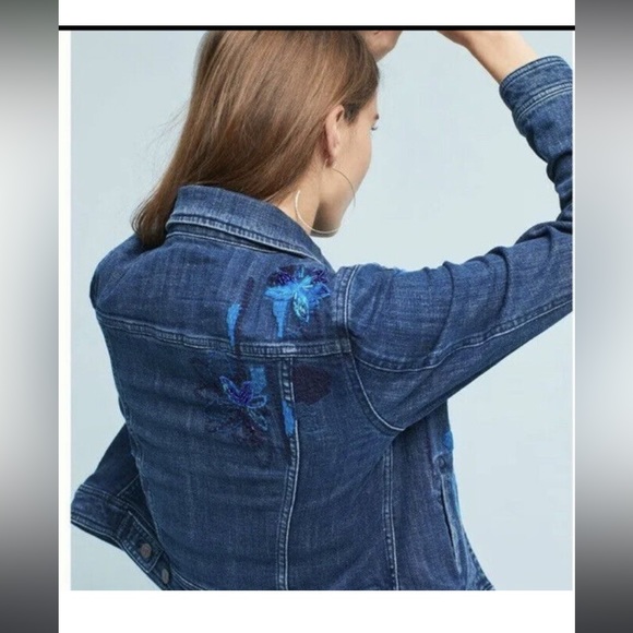 Anthropologie Pilcro and the Letterpress Denim Floral Embroidered Beaded… - Picture 2 of 11
